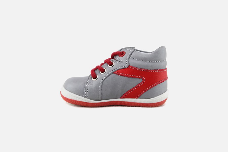 Boys Bellamy | Bellamy - Kal Gris Rouge Lace-Up Boots On Labotte