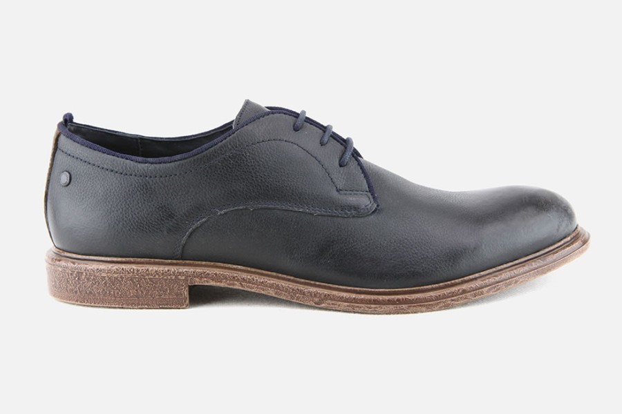 Men Base London | Base London - Garnet Navy Derbies On Labotte