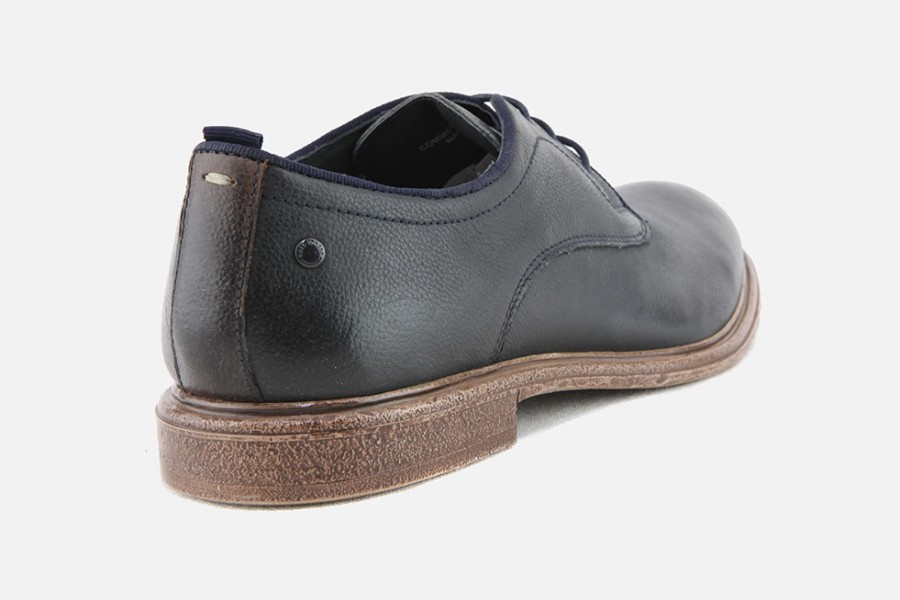 Men Base London | Base London - Garnet Navy Derbies On Labotte