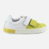 Boys Romagnoli | Romagnoli - Melton Jaune Blanc Velcro Shoes On Labotte