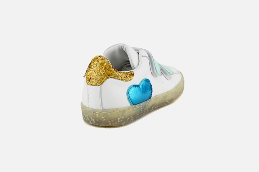 Girls Rondinella | Rondinella - Cajou Scratch Blanc Velcro Shoes On Labotte