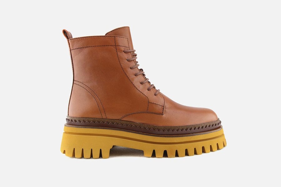 Women Elvio Zanon | Elvio Zanon - Waiting Brown Lace-Up Boots On Labotte