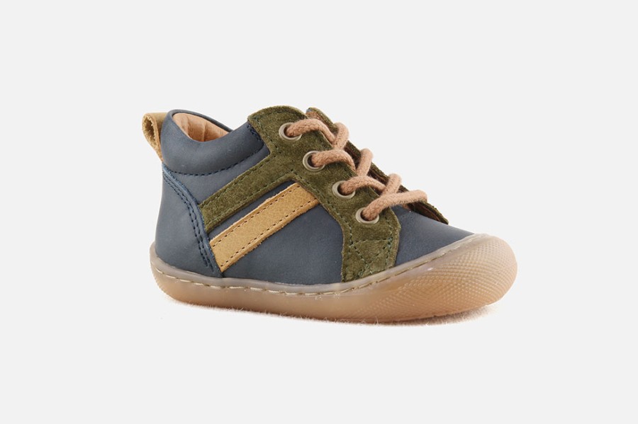 Boys Bellamy | Bellamy - Kingou Bleu Kaki Lace-Up Boots On Labotte