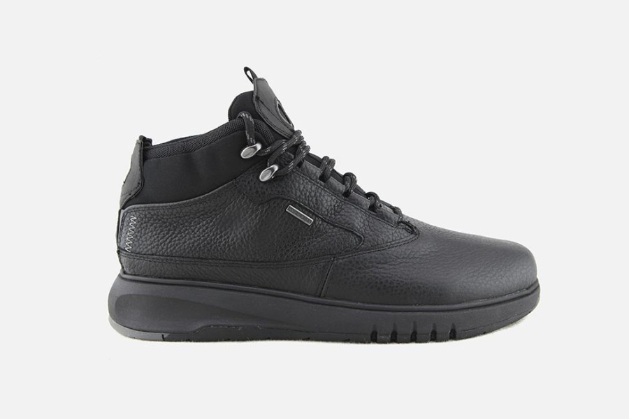 Men Geox | Geox - Aerantis Abx All Black Lace-Up Boots On Labotte