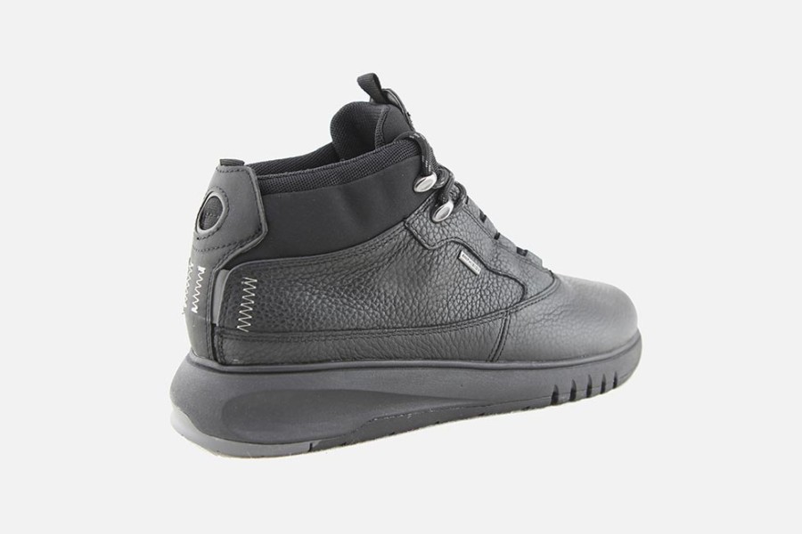 Men Geox | Geox - Aerantis Abx All Black Lace-Up Boots On Labotte